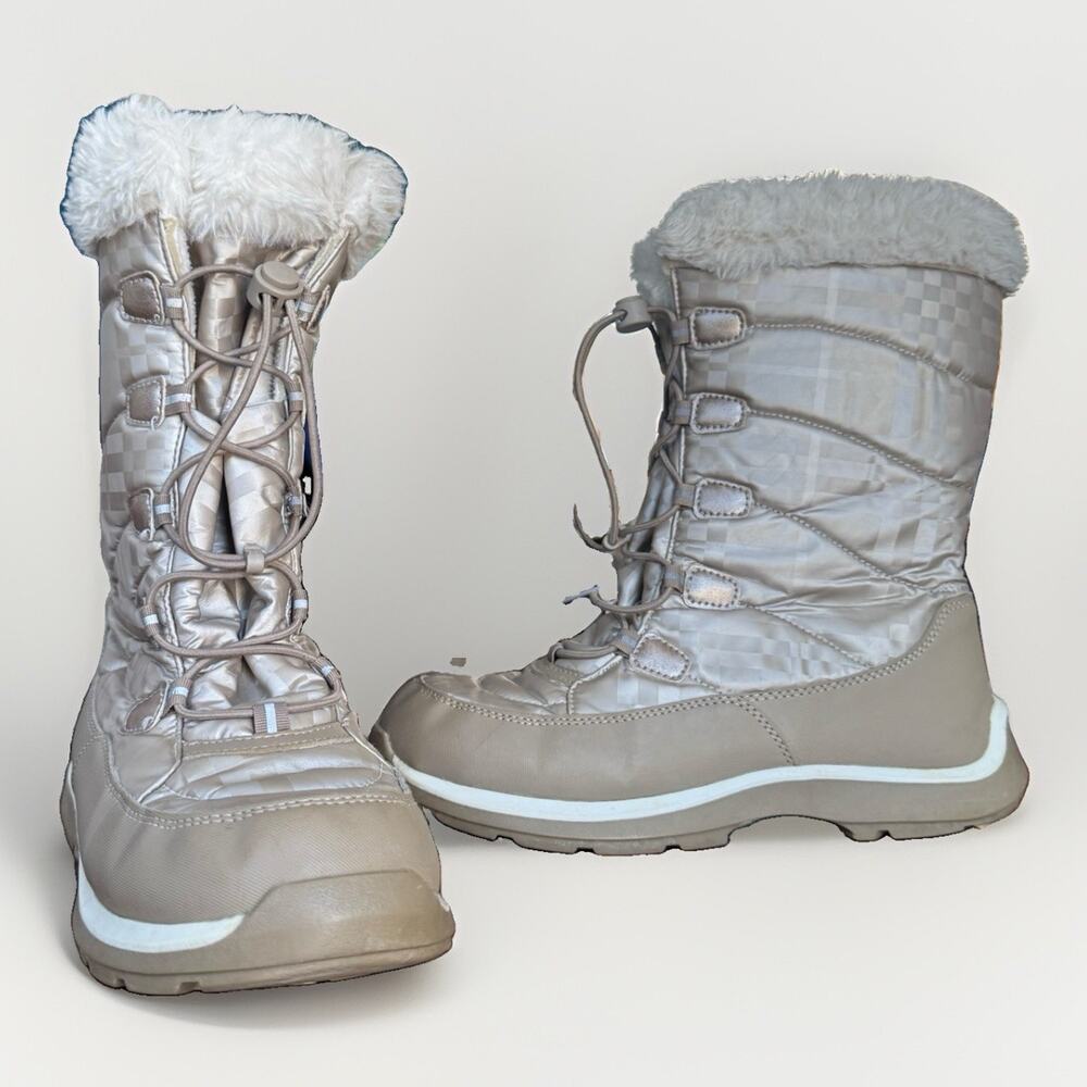 Lands' End Winter Snow Boots Faux Fur Thermolite Youth 7 Women 8–8.5